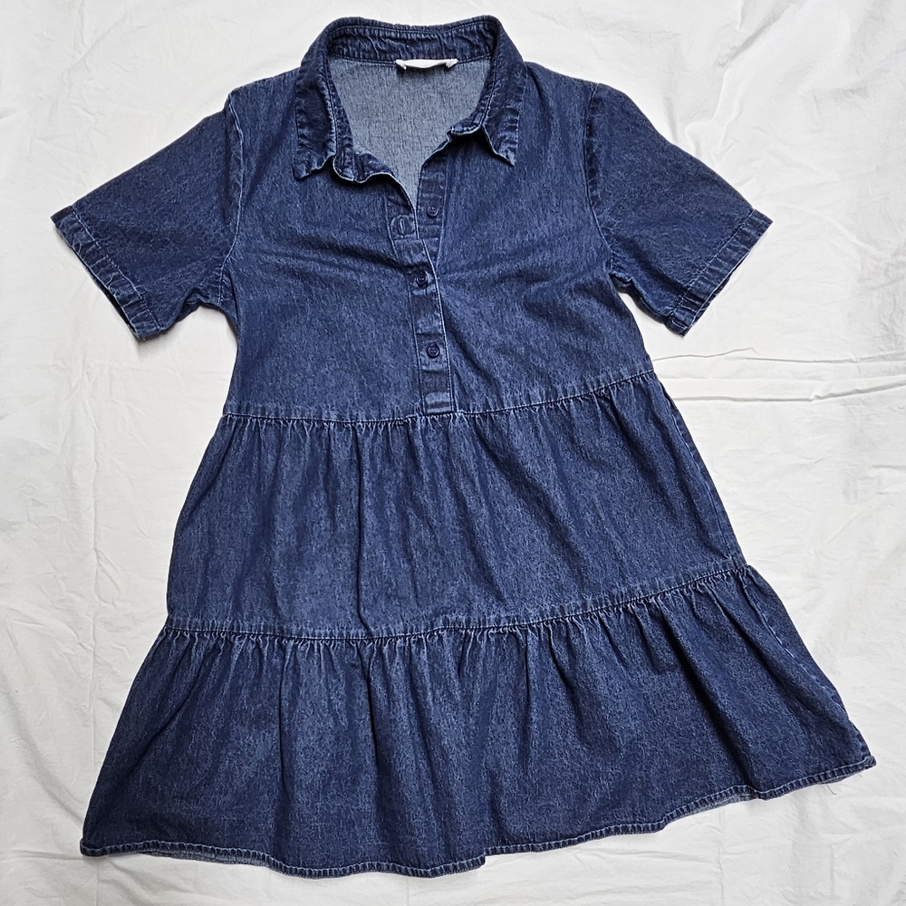 Mango Denim Tiered Dress